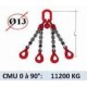 Elingue chaine 4 brins - crochets automatiques - CMU 11200 kg (classe 80)