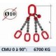 Elingue chaine 4 brins - extrémité : anneaux - CMU 6700 kg (classe 80)