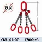 Elingue chaine 4 brins - extrémité : anneaux - CMU 17000 kg (classe 80)