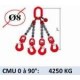 Elingue chaine 4 brins - crochets à émerillon - CMU 4250 kg (classe 80)