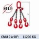 Elingue chaine 4 brins - crochets à émerillon - CMU 11200 kg (classe 80)