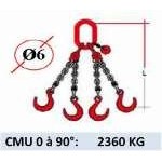 Elingue chaine 4 brins - crochets fonderie - CMU 2360 kg (classe 80)