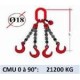 Elingue chaine 4 brins - crochets fonderie - CMU 21200 kg (classe 80)