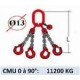 Elingue chaine 4 brins - crochets à linguet à chape - CMU 11200 kg (classe 80)