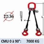 Elingue 2 brins fidafor crochet simple - 5000kg - 3 mètres
