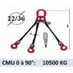 Elingue 3 brins fidafor crochet simple - 5000kg - 4 mètres