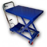Table élévatrice manuelle standard économique bleue simple et double ciseaux 150 à 350 kg Table élévatrice manuelle standard économique bleue simple et double ciseaux 150 à 350 kg