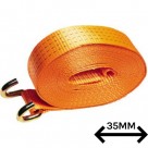 Sangles d'arrimage brin long de largeur 35 mm (CMU 1100kg) avec crochets bord de rive - longueur au choix
