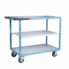 Servante 3 longs plateaux bois et poignée - 250 kg