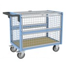 Chariot conteneur grillagé cadenassable - 500 kg