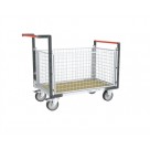 Chariot modulaire long avec dossiers et ridelles grillagés - 500 kg 