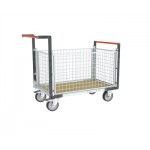 Chariot modulaire long avec dossiers et ridelles grillagés - 500 kg 