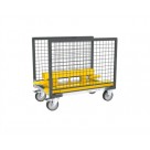 Chariot avec 2 ridelles grillagées et tapis caoutchouc - 500 kg