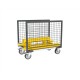 Chariot avec 2 ridelles grillagées et tapis caoutchouc - 500 kg