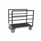 Chariot avec 2 ridelles tube et tapis caoutchouc - 500 kg