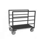 Chariot avec 2 ridelles tube et tapis caoutchouc - 500 kg