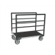 Chariot avec 2 ridelles tube et tapis caoutchouc - 500 kg