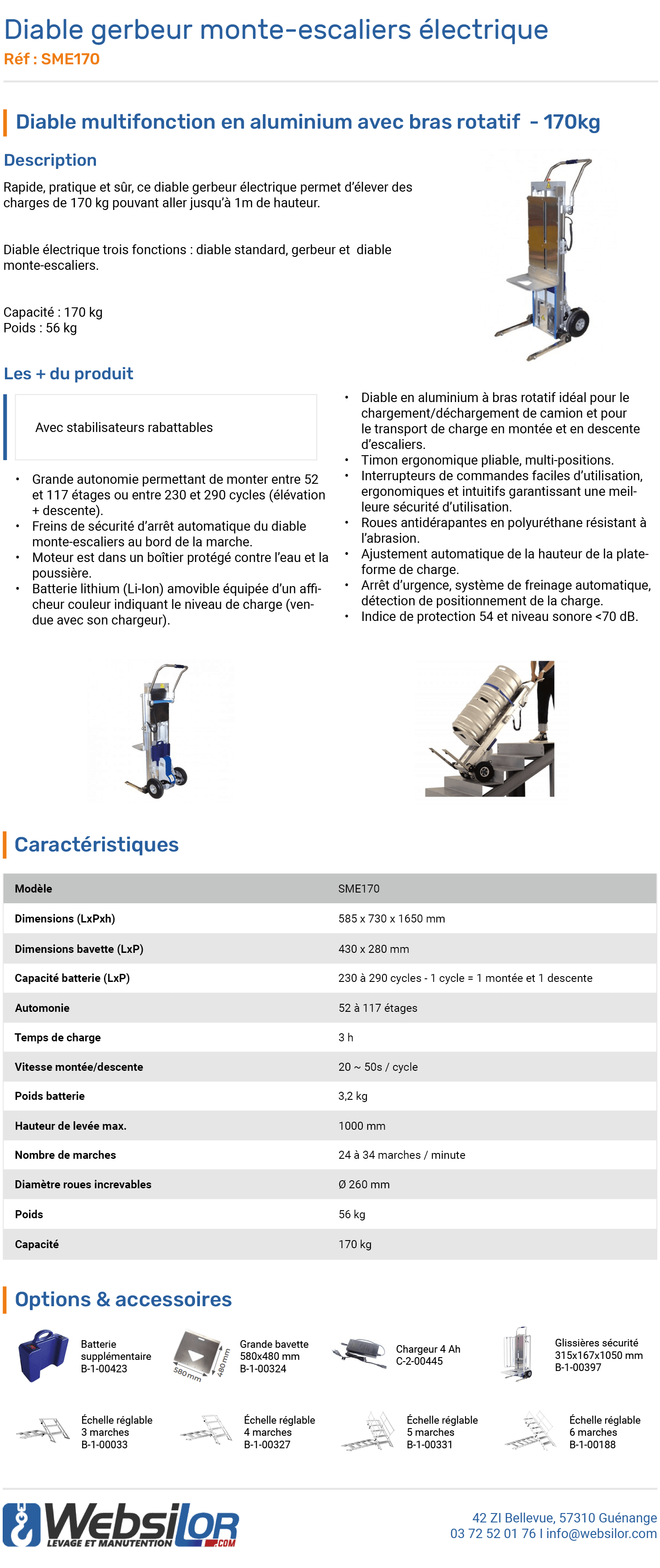 Informations techniques Diable gerbeur monte-escaliers électrique