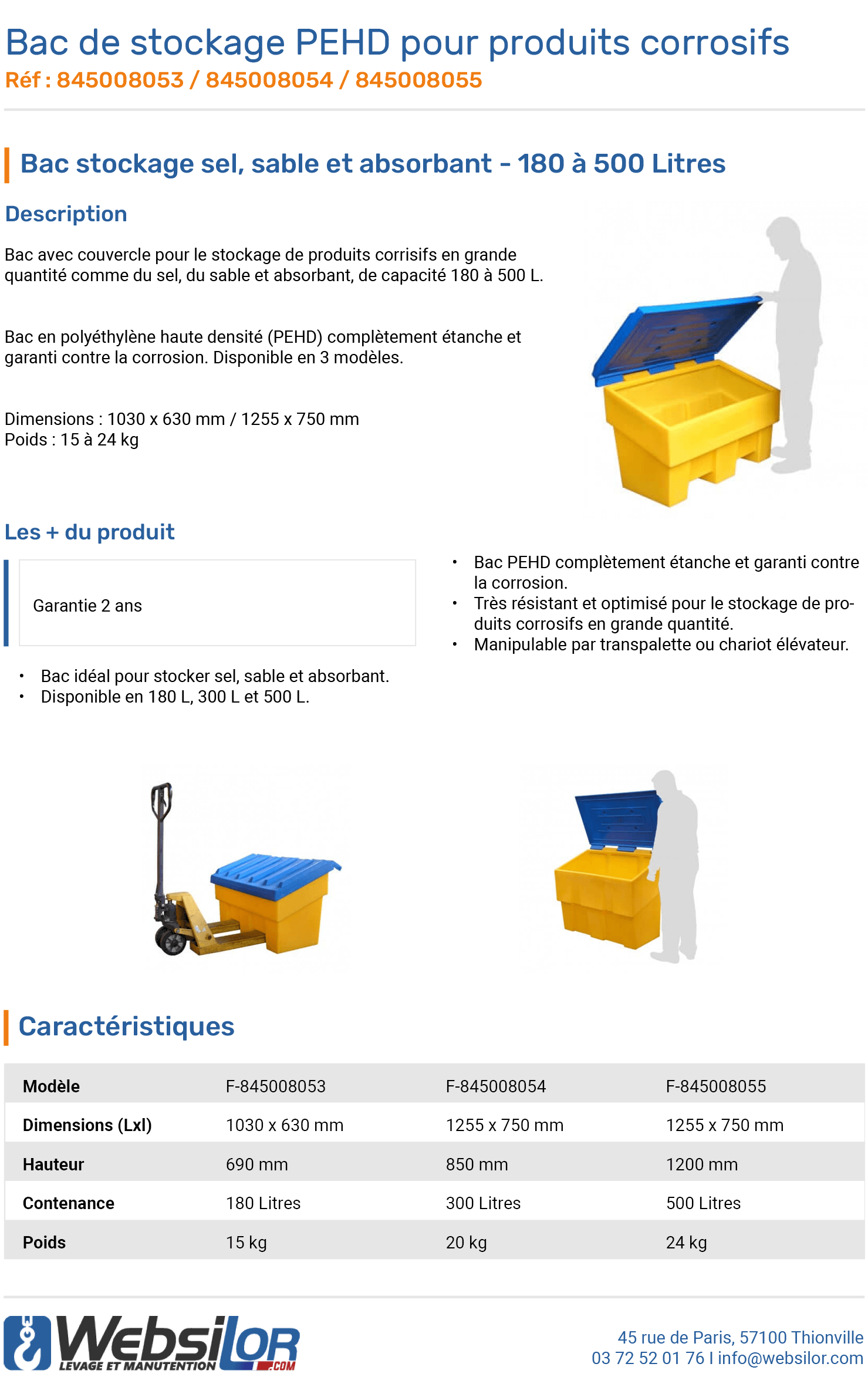Informations techniques Bac de stockage PEHD pour produits corrosifs