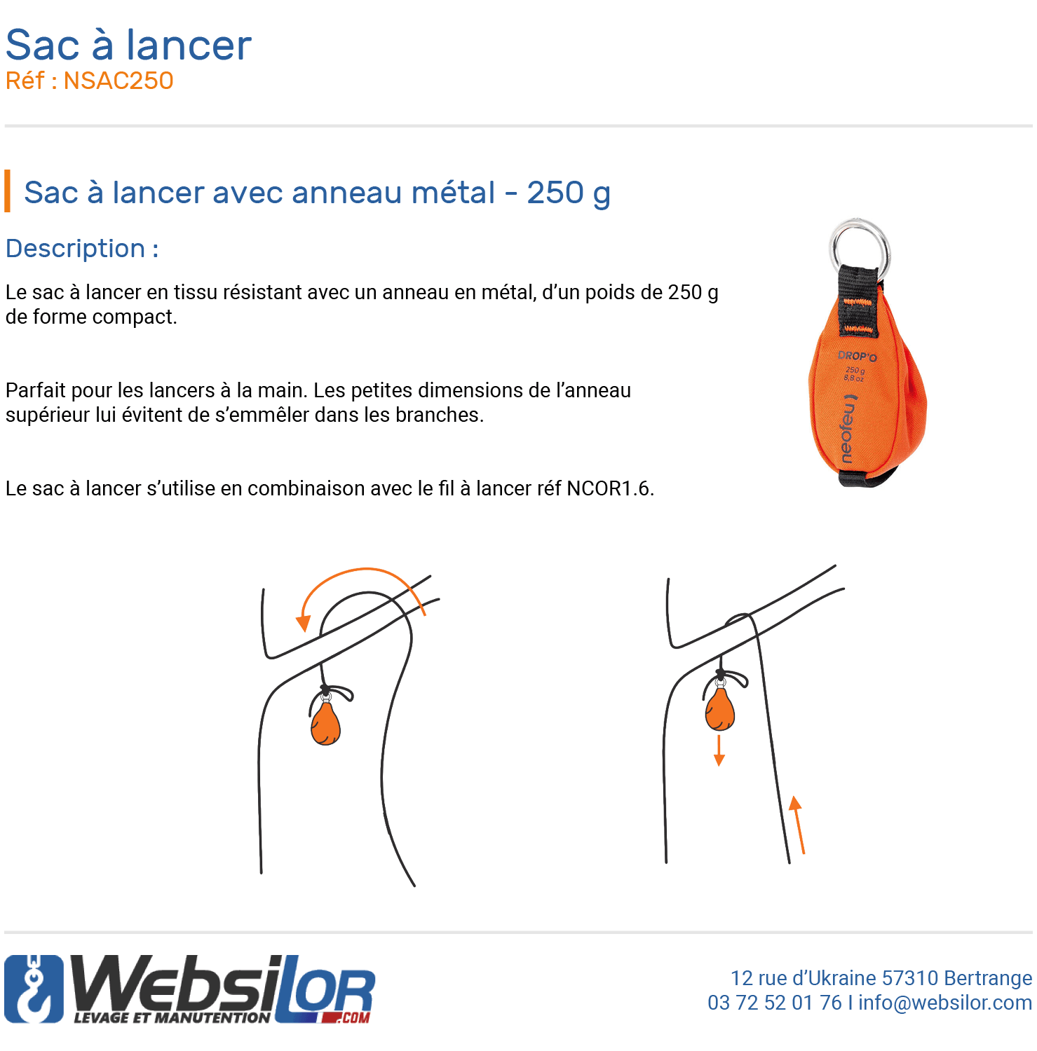 Informations techniques Sac à lancer 250 g