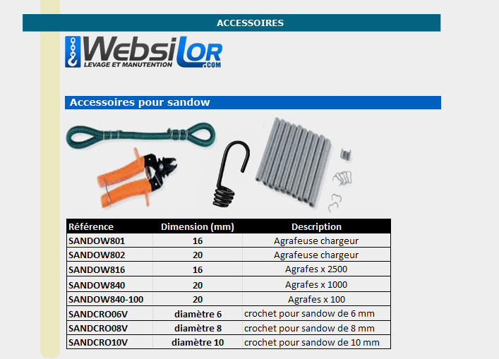 Informations techniques Crochet pour sandow